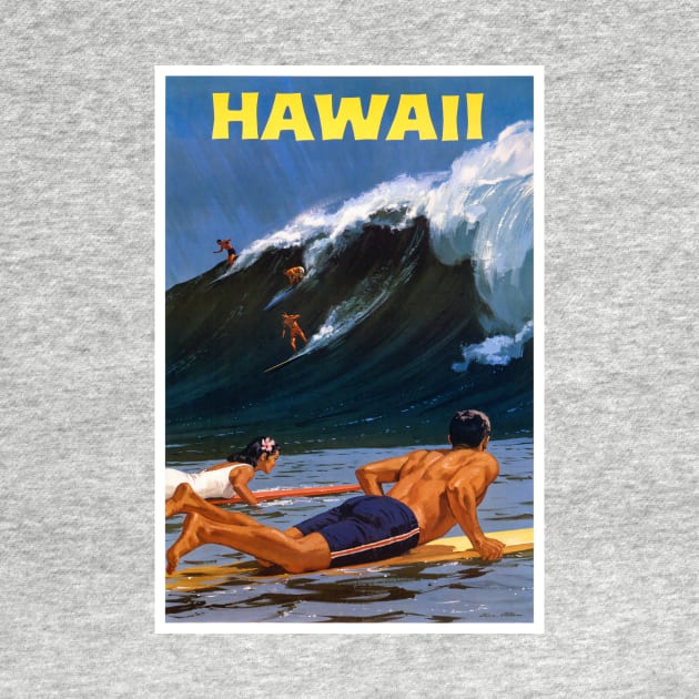 Vintage Travel Poster Hawaii Surfer by vintagetreasure